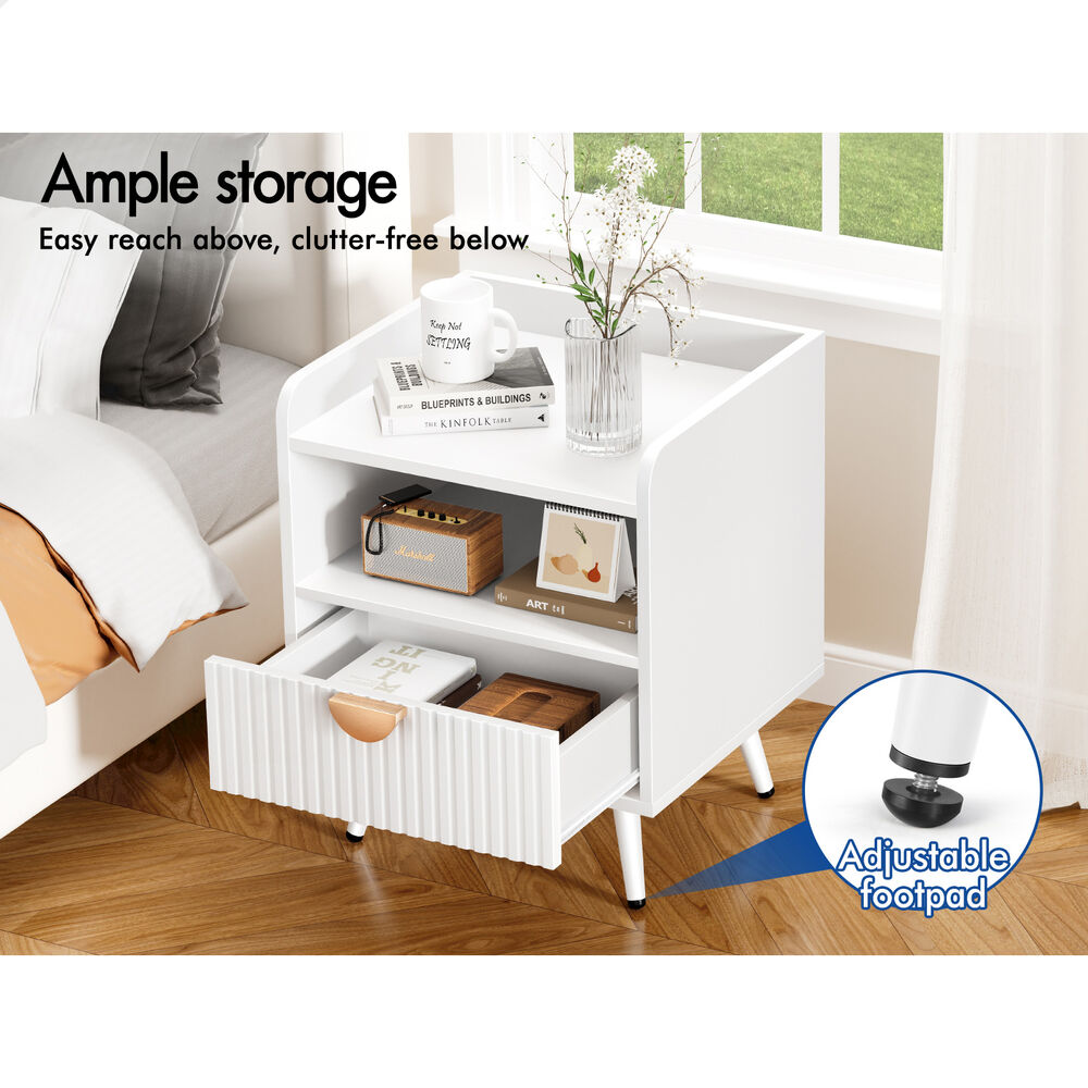 ALFORDSON Bedside Table with Drawer White