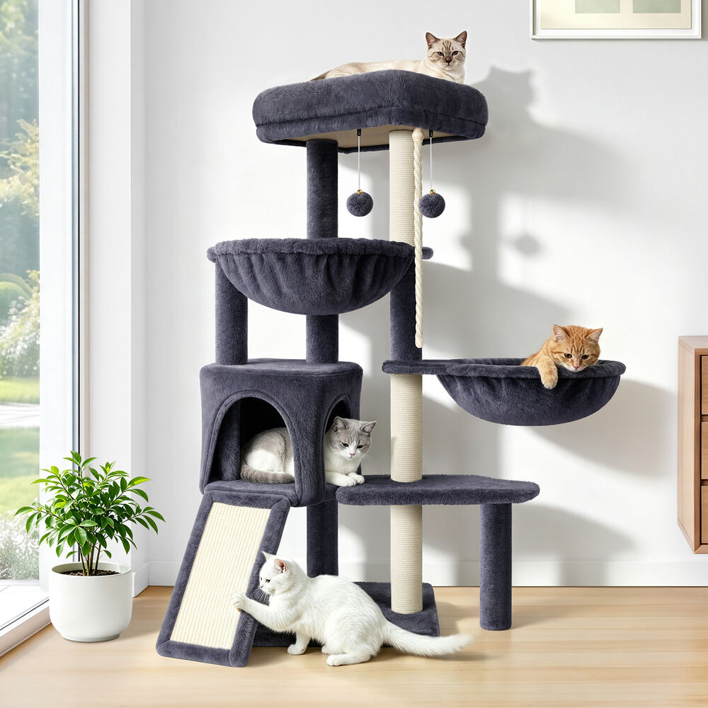 BEASTIE Cat Tree Tower 104cm Scratching Post Scratcher Grey