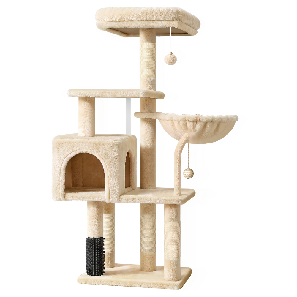 BEASTIE Cat Tree Tower 111cm Scratching Post House Furniture Beige