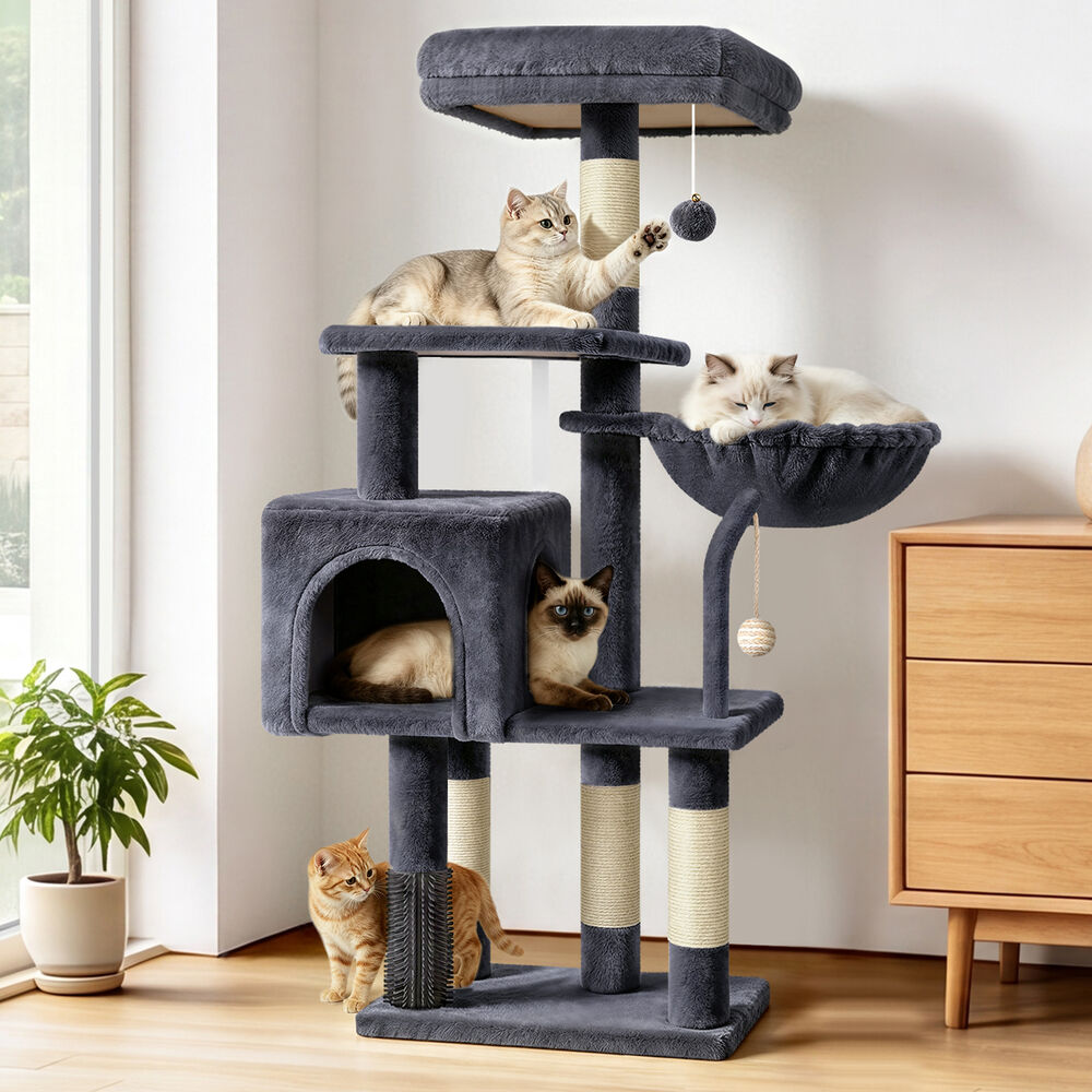 BEASTIE 111cm Cat Tree Tower Scratching Post Condo House Grey