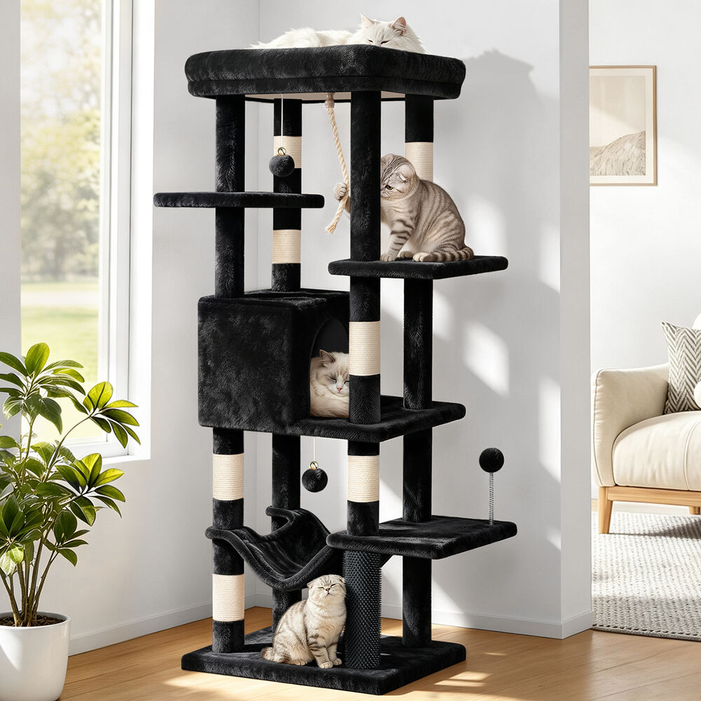BEASTIE Cat Tree Scratching Tower Scratcher Furniture Black 153cm