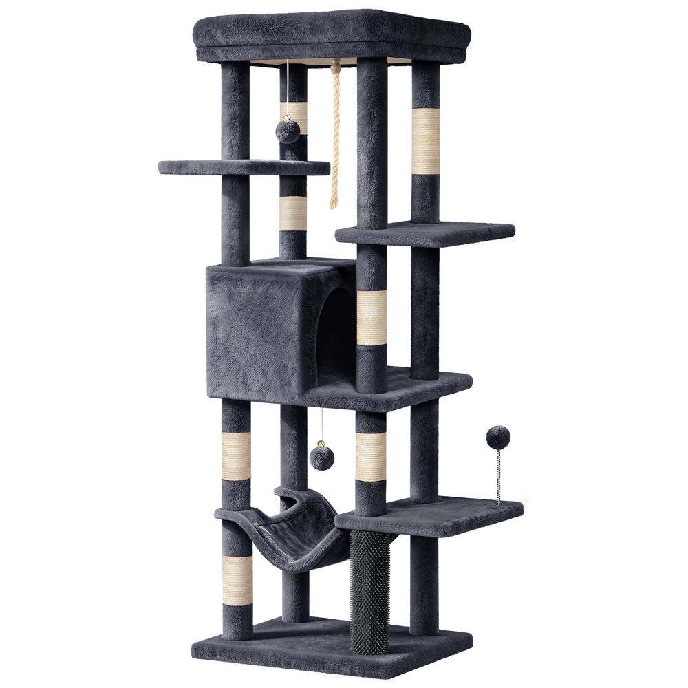 BEASTIE Cat Tree Tower 153cm Scratching Post Scratcher House Grey