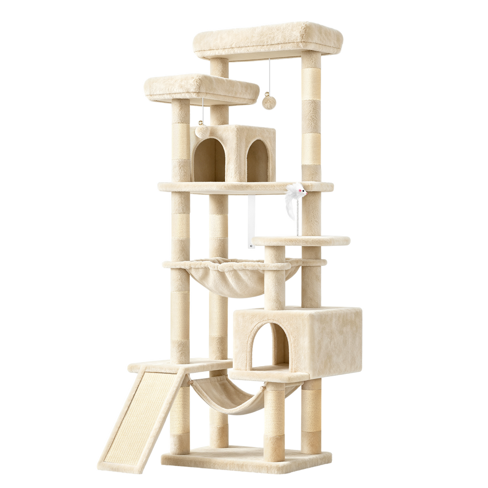 BEASTIE Cat Tree Scratcher Tower Scratching Post Condo Beige 180cm