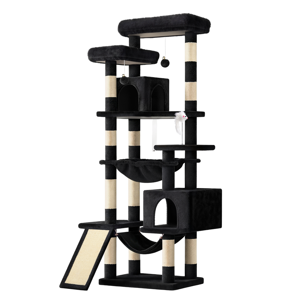 BEASTIE Cat Tree Scratching Post Tower 180cm Scratcher Condo Black