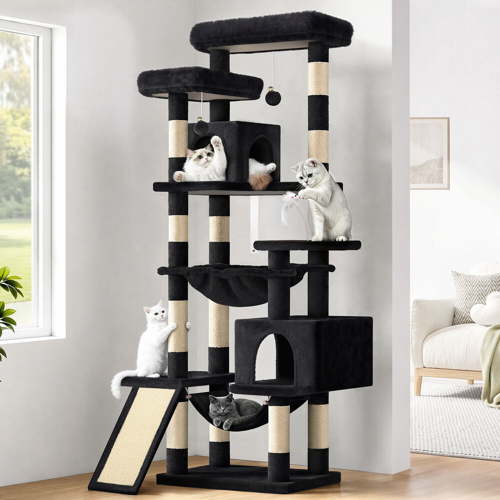 BEASTIE Cat Tree Scratching Post Tower 180cm Scratcher Condo Black