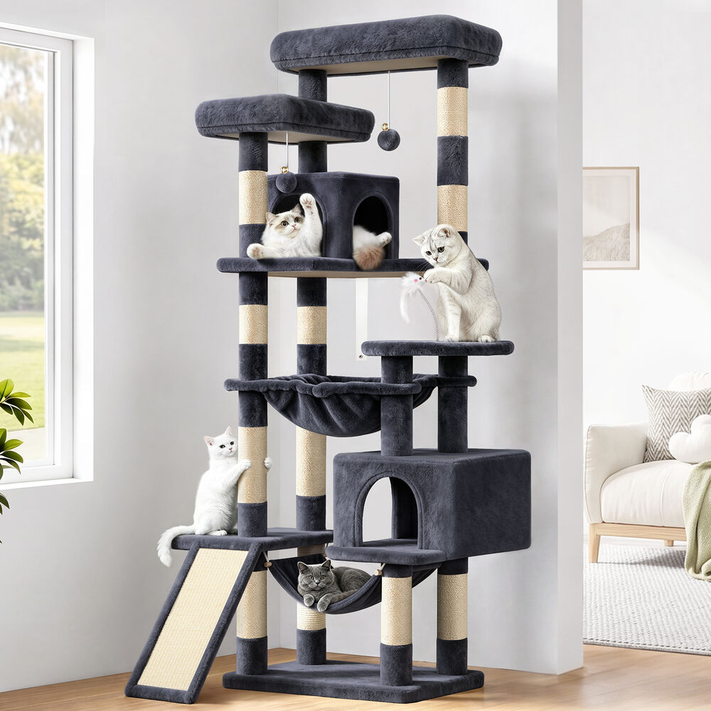 BEASTIE 180cm Cat Tree Tower Scratching Post Condo House Grey