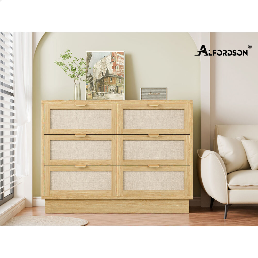 ALFORDSON 6 Chest of Drawers Dresser Tallboy Storage Cabinet Fabric Wood