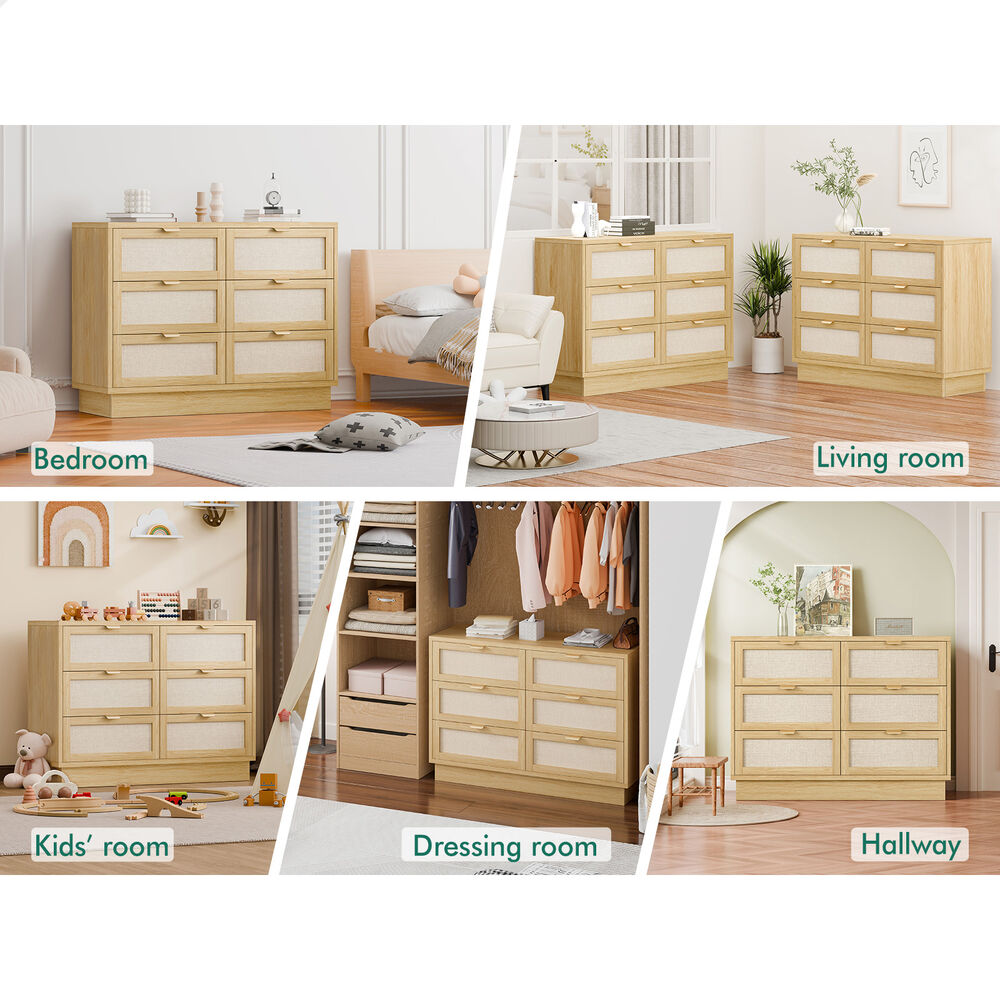 ALFORDSON 6 Chest of Drawers Dresser Tallboy Storage Cabinet Fabric Wood
