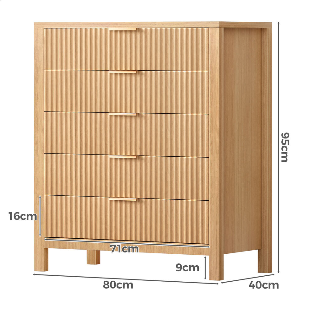 ALFORDSON 5 Chest of Drawers Modern Dresser Tallboy Storage Cabinet Wood