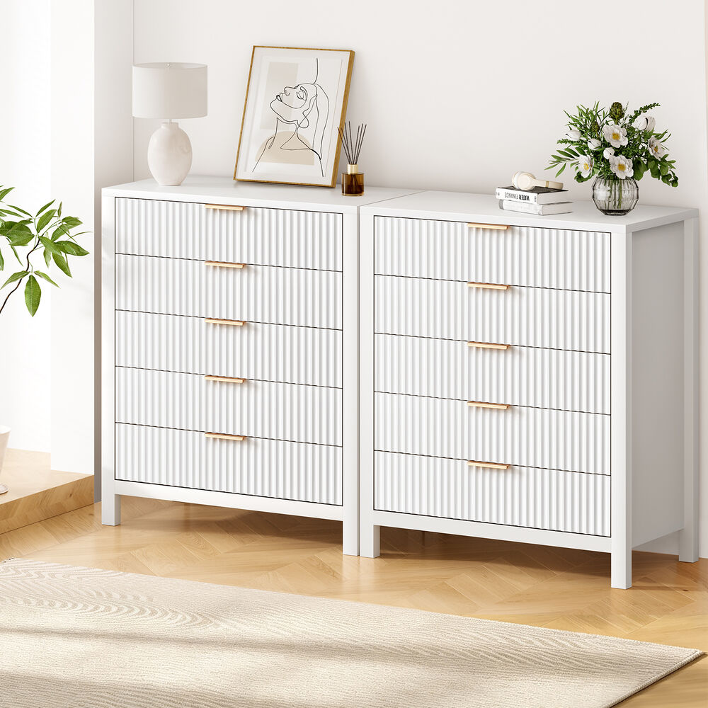 ALFORDSON 2x 5 Chest of Drawers Modern Dresser Tallboy Storage Cabinet White
