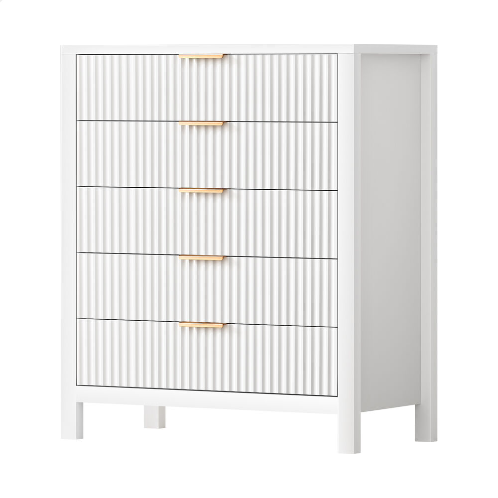 ALFORDSON 5 Chest of Drawers Hamptons Dresser Storage Cabinet Tallboy White