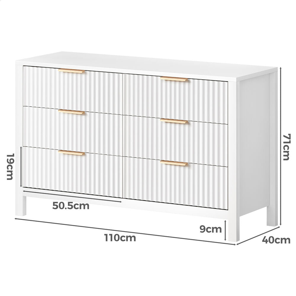 ALFORDSON 6 Chest of Drawers Modern Dresser Tallboy Storage Cabinet White