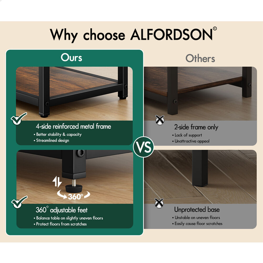 ALFORDSON 2x Console Table Entry Storage Rack Industrial Wooden 3-tier Shelf