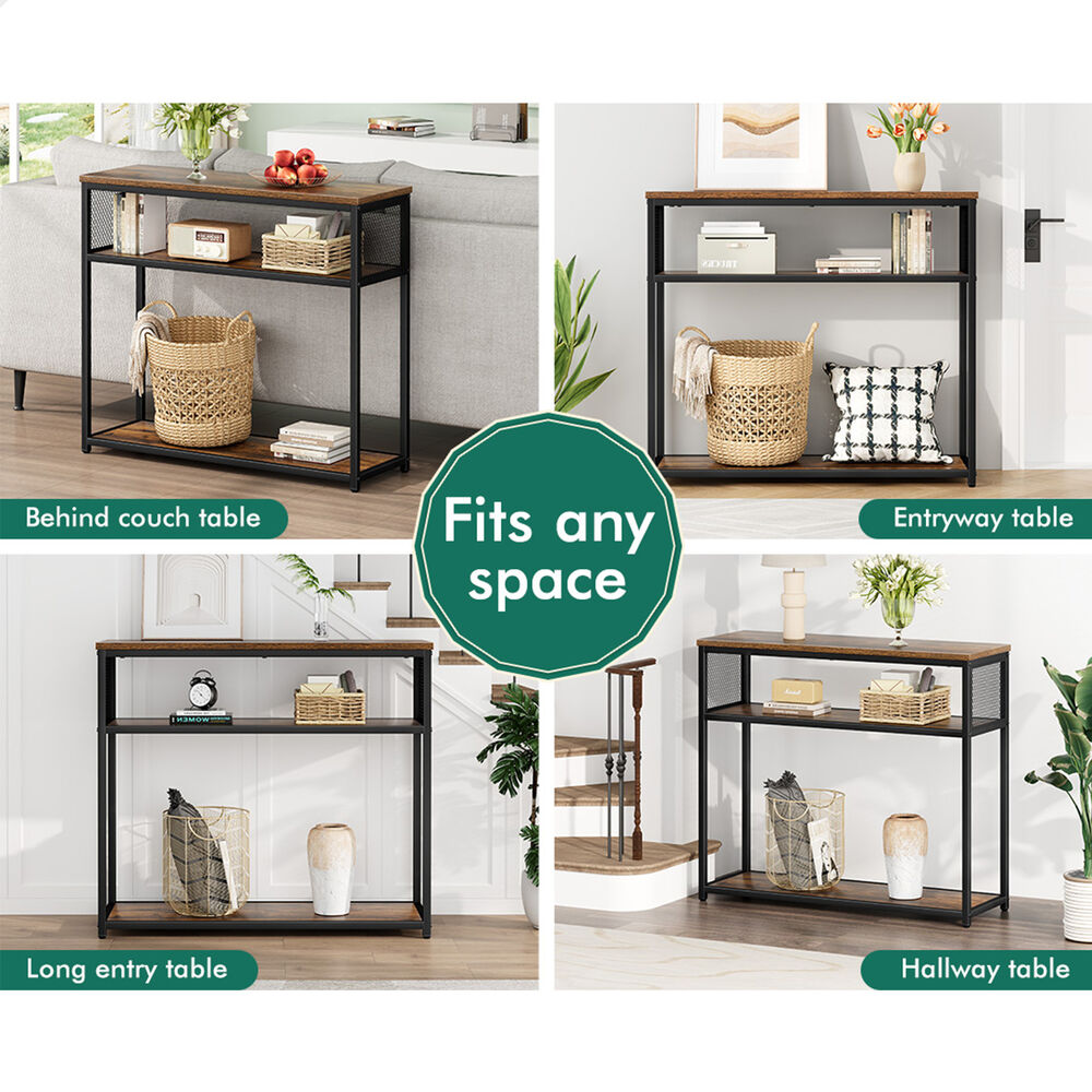 ALFORDSON 2x Console Table Entry Storage Rack Industrial Wooden 3-tier Shelf
