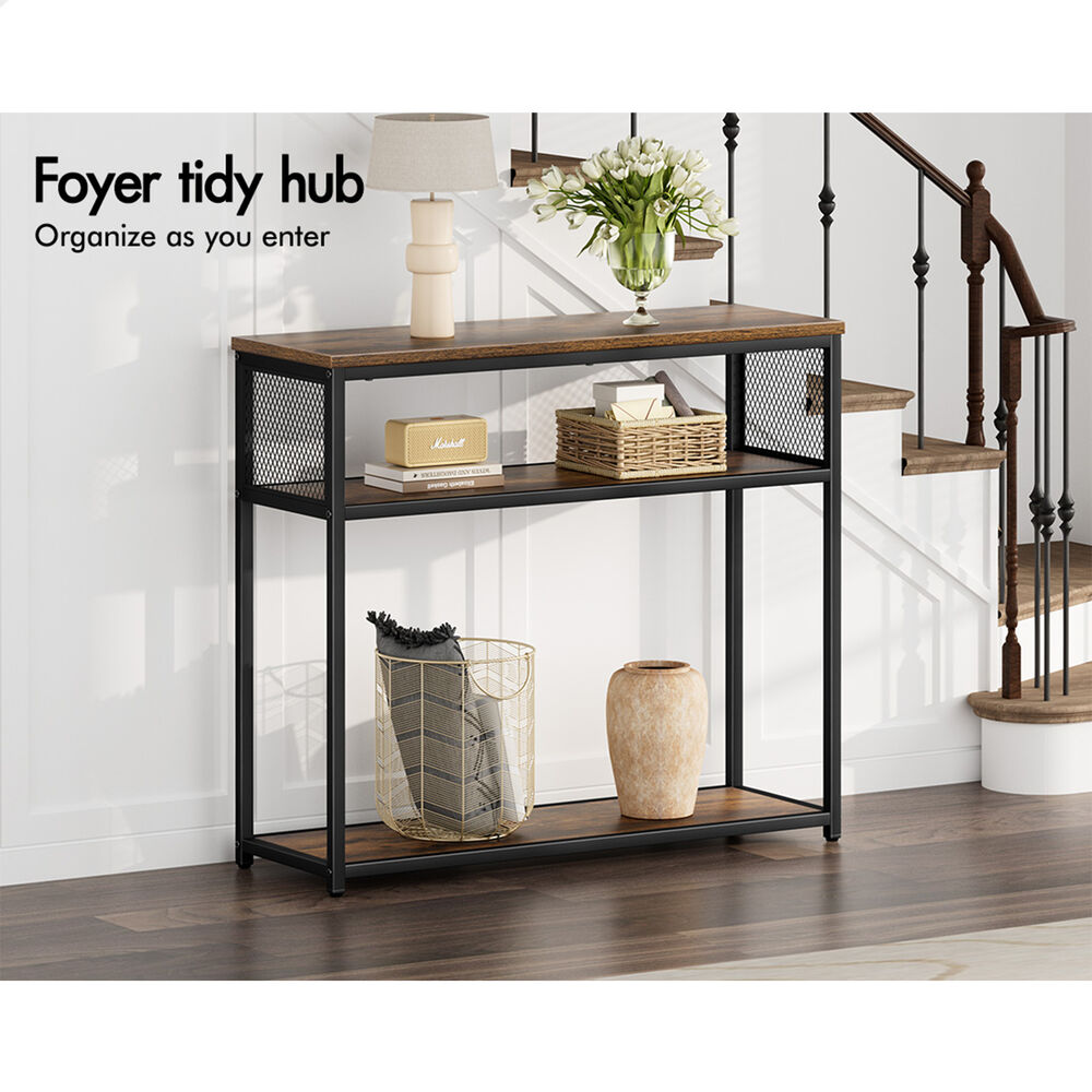 ALFORDSON 2x Console Table Entry Storage Rack Industrial Wooden 3-tier Shelf