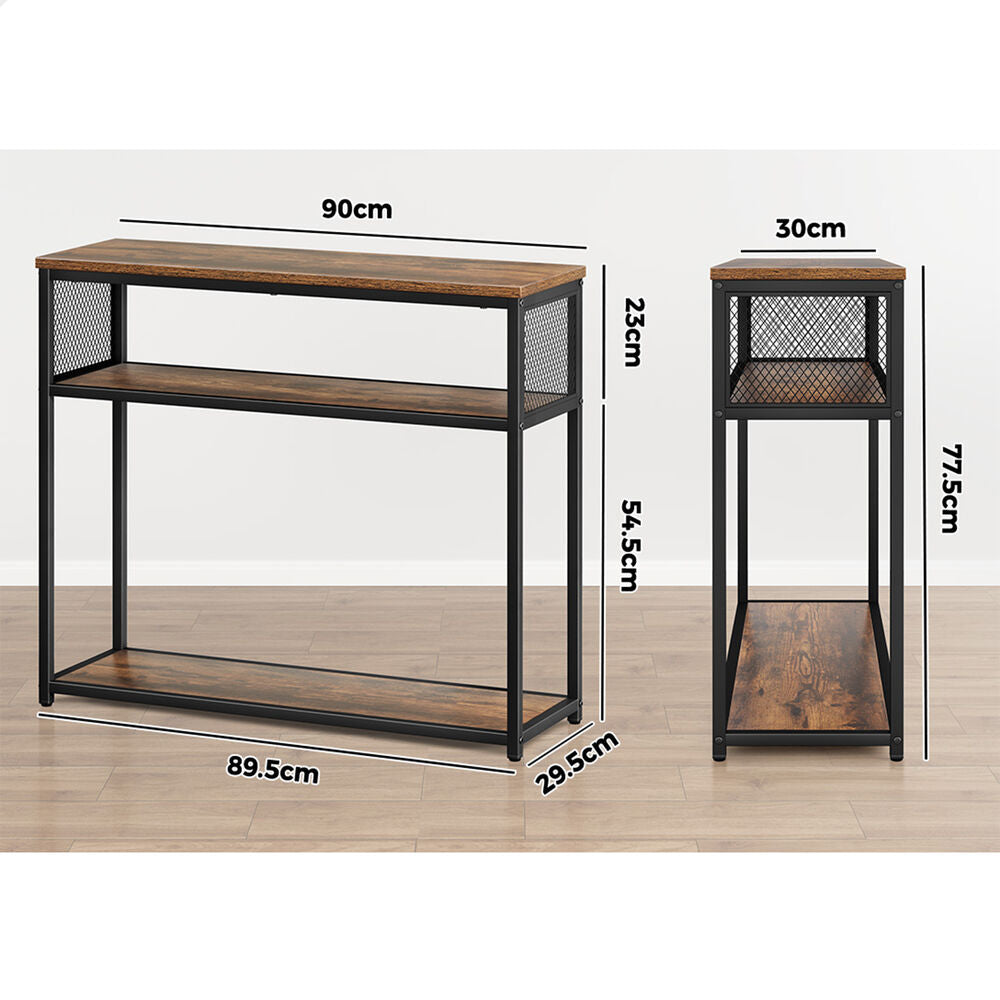 ALFORDSON 2x Console Table Entry Storage Rack Industrial Wooden 3-tier Shelf