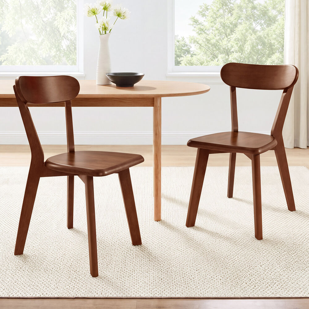 ALFORDSON 2x Dining Chairs Wooden Kitchen Accent Lounge Chair Rubber Wood Walnut