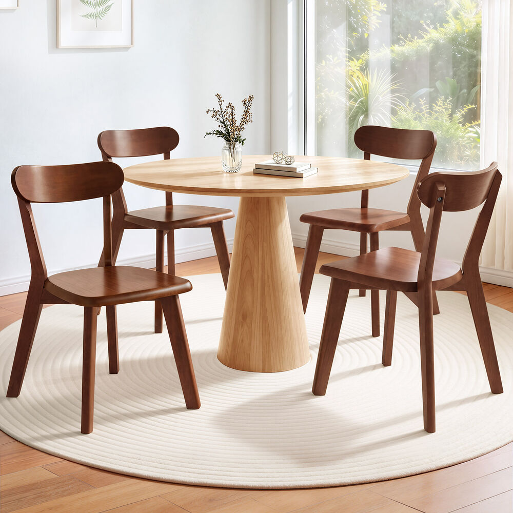 ALFORDSON 4x Dining Chairs Wooden Kitchen Accent Lounge Chair Rubber Wood Walnut