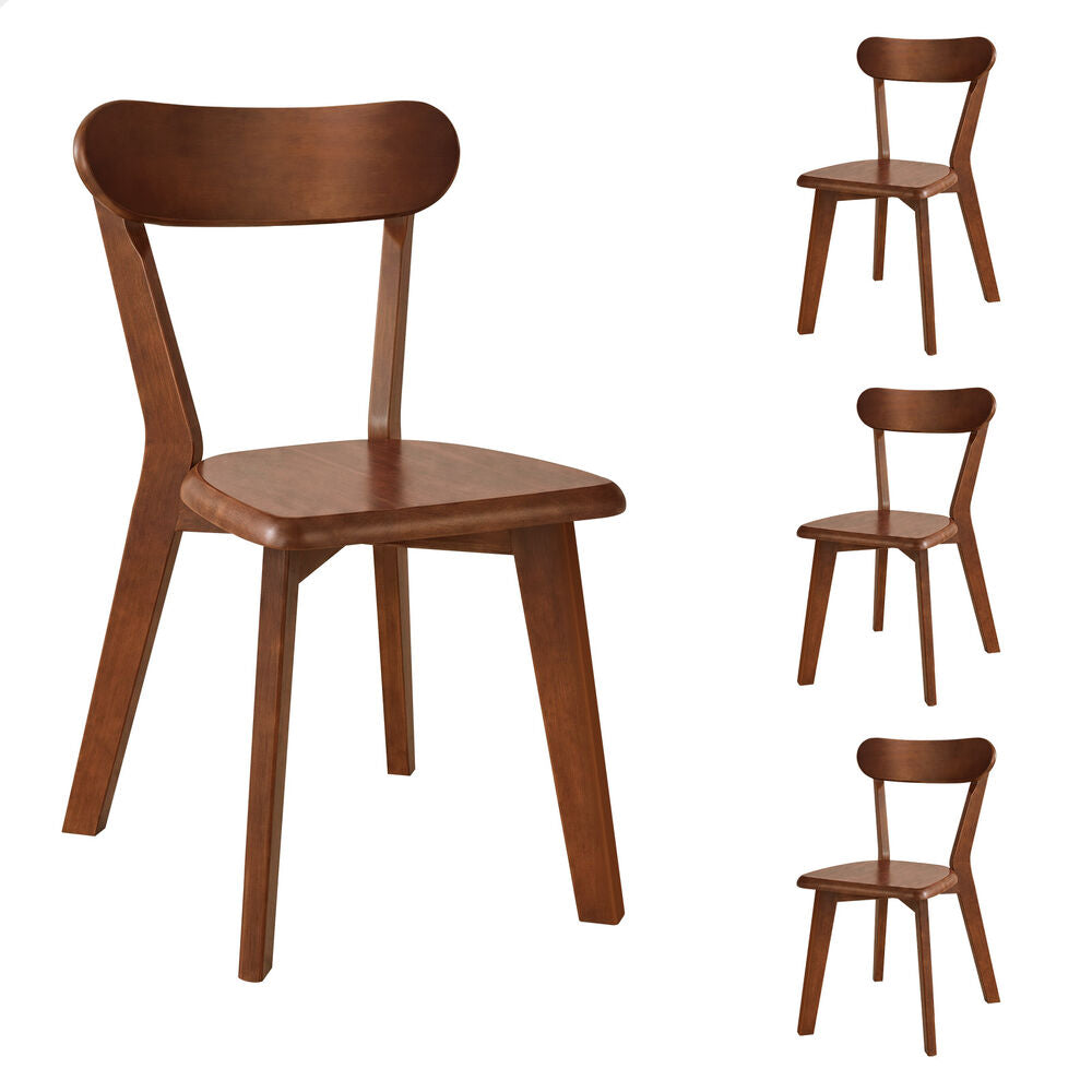 ALFORDSON 4x Dining Chairs Wooden Kitchen Accent Lounge Chair Rubber Wood Walnut