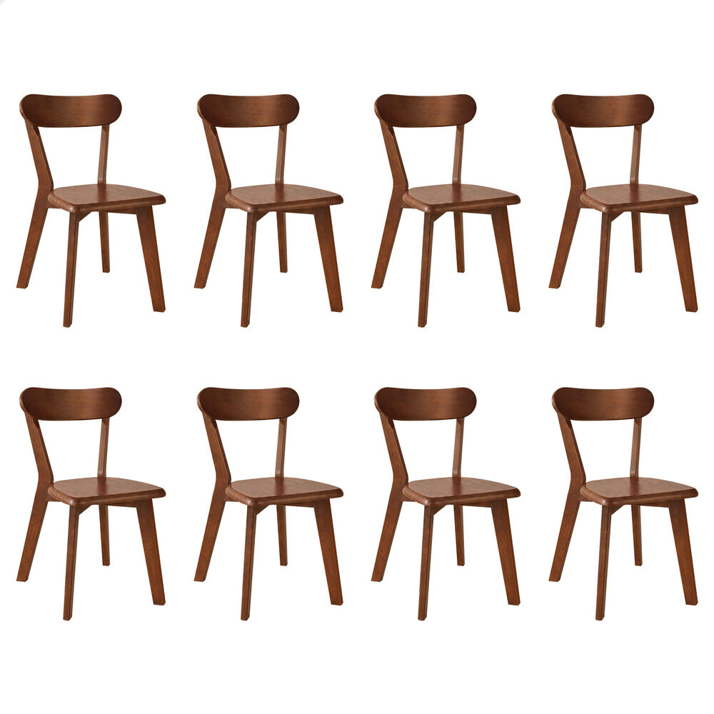 ALFORDSON 8x Dining Chairs Wooden Kitchen Accent Lounge Chair Rubber Wood Walnut