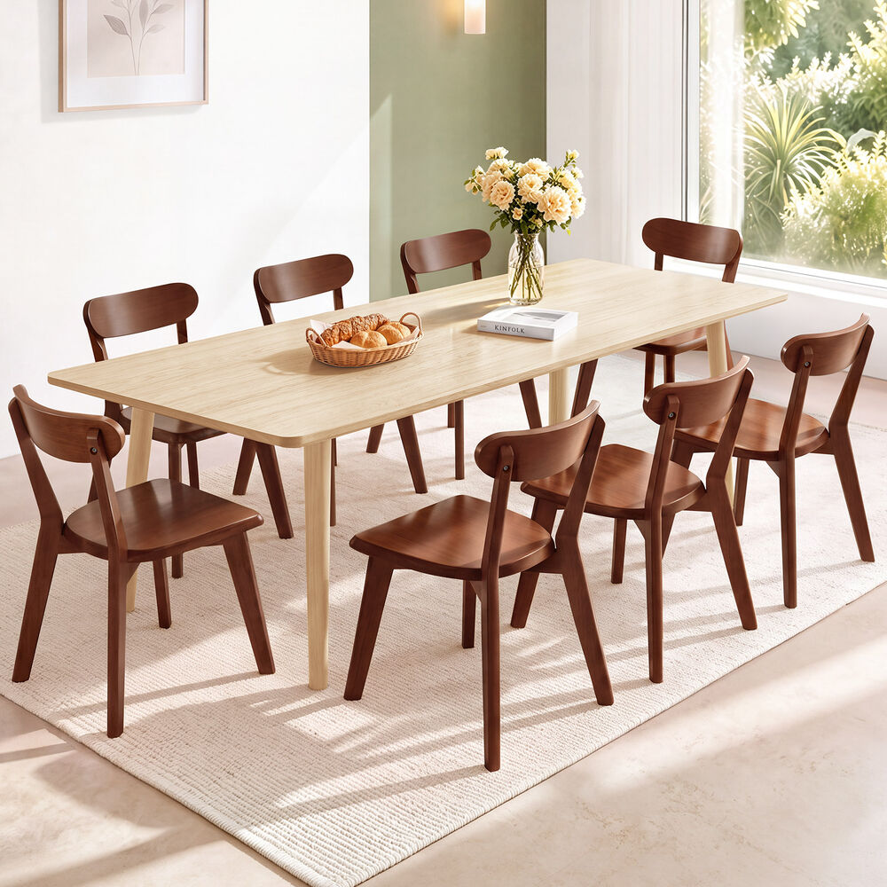 ALFORDSON 8x Dining Chairs Wooden Kitchen Accent Lounge Chair Rubber Wood Walnut