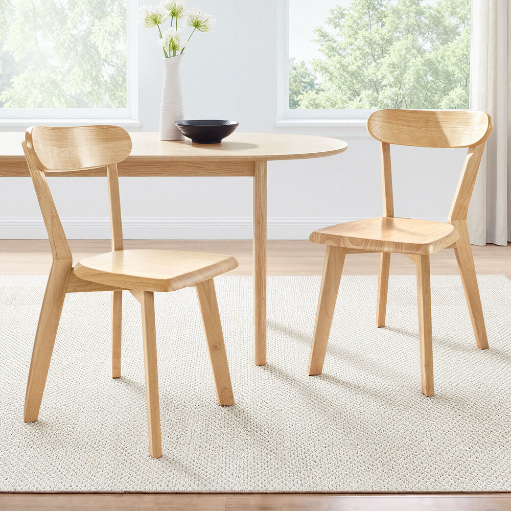 ALFORDSON 2x Dining Chairs Wooden Kitchen Accent Lounge Chair Rubber Wood Oak