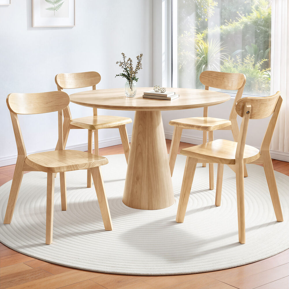 ALFORDSON 4x Dining Chairs Wooden Kitchen Accent Lounge Chair Rubber Wood Oak
