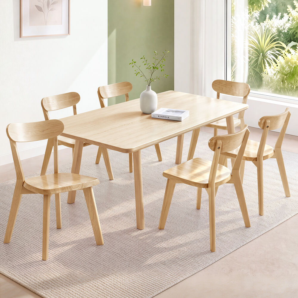 ALFORDSON 6x Dining Chairs Wooden Kitchen Accent Lounge Chair Rubber Wood Oak