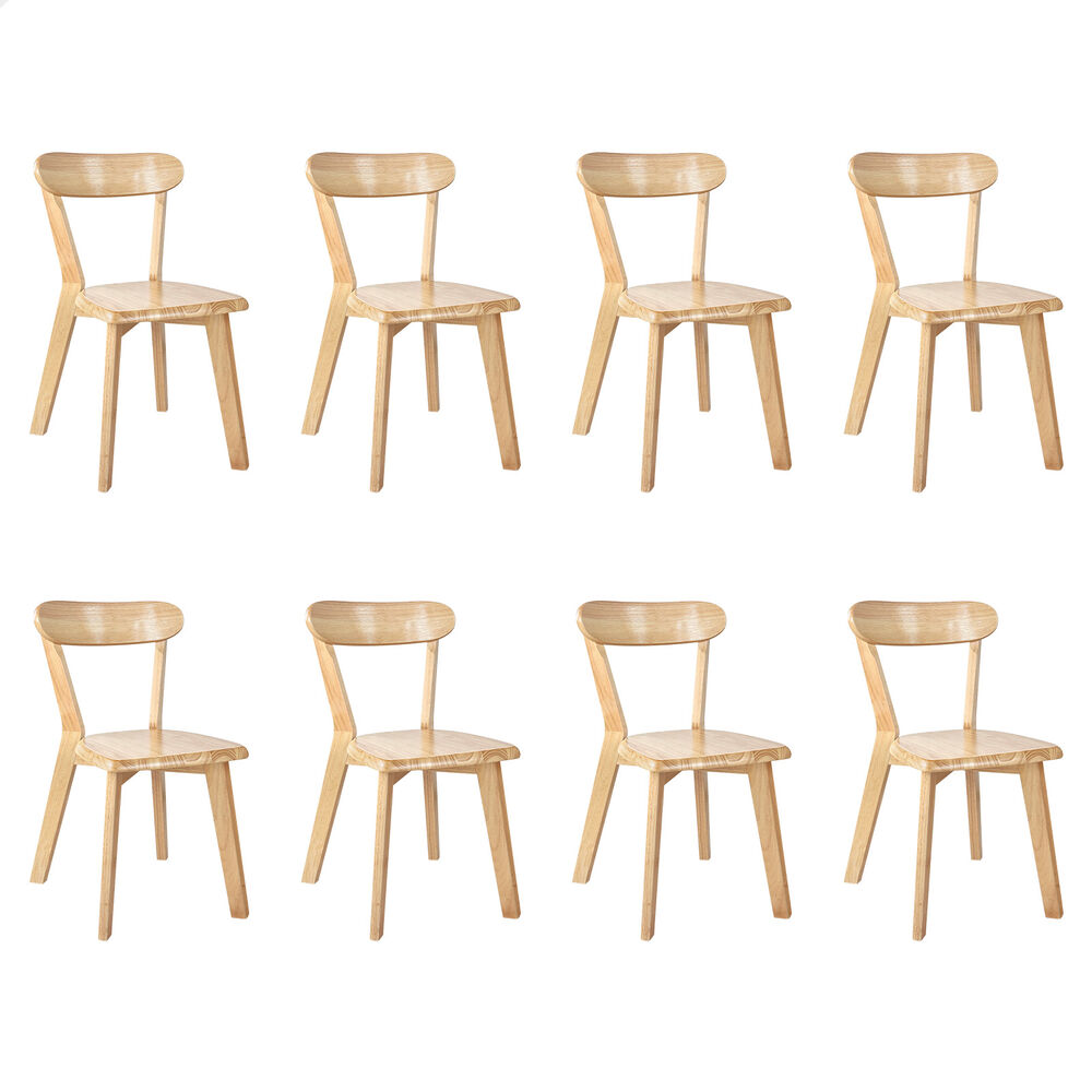 ALFORDSON 8x Dining Chairs Wooden Kitchen Accent Lounge Chair Rubber Wood Oak