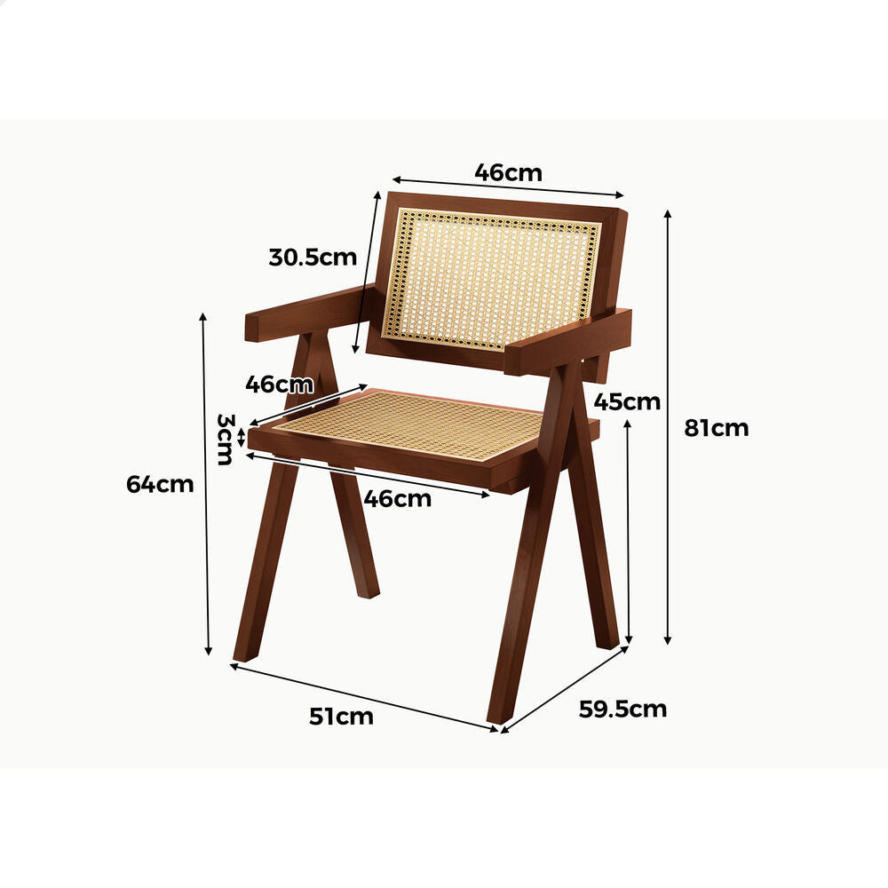 ALFORDSON 6x Dining Chairs Rattan Wooden Kitchen Accent Armchair Lounge Walnut