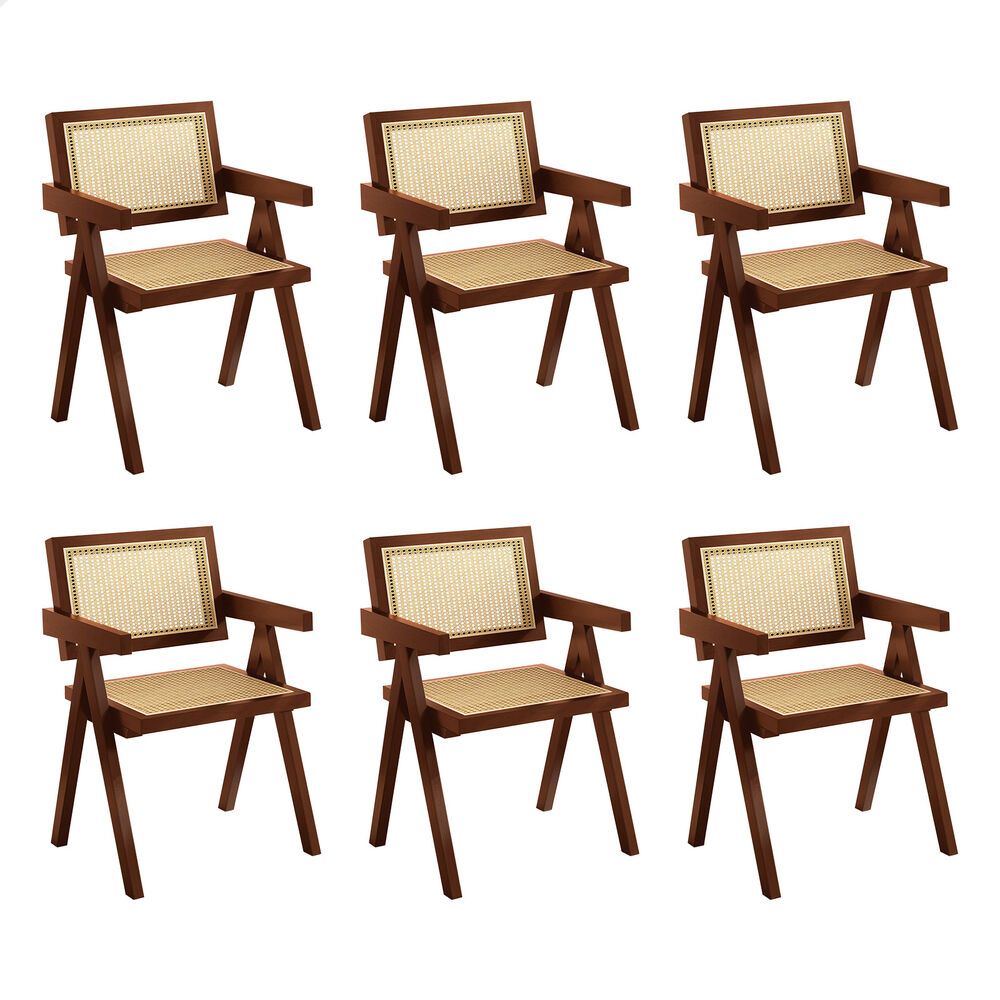ALFORDSON 6x Dining Chairs Rattan Wooden Kitchen Accent Armchair Lounge Walnut