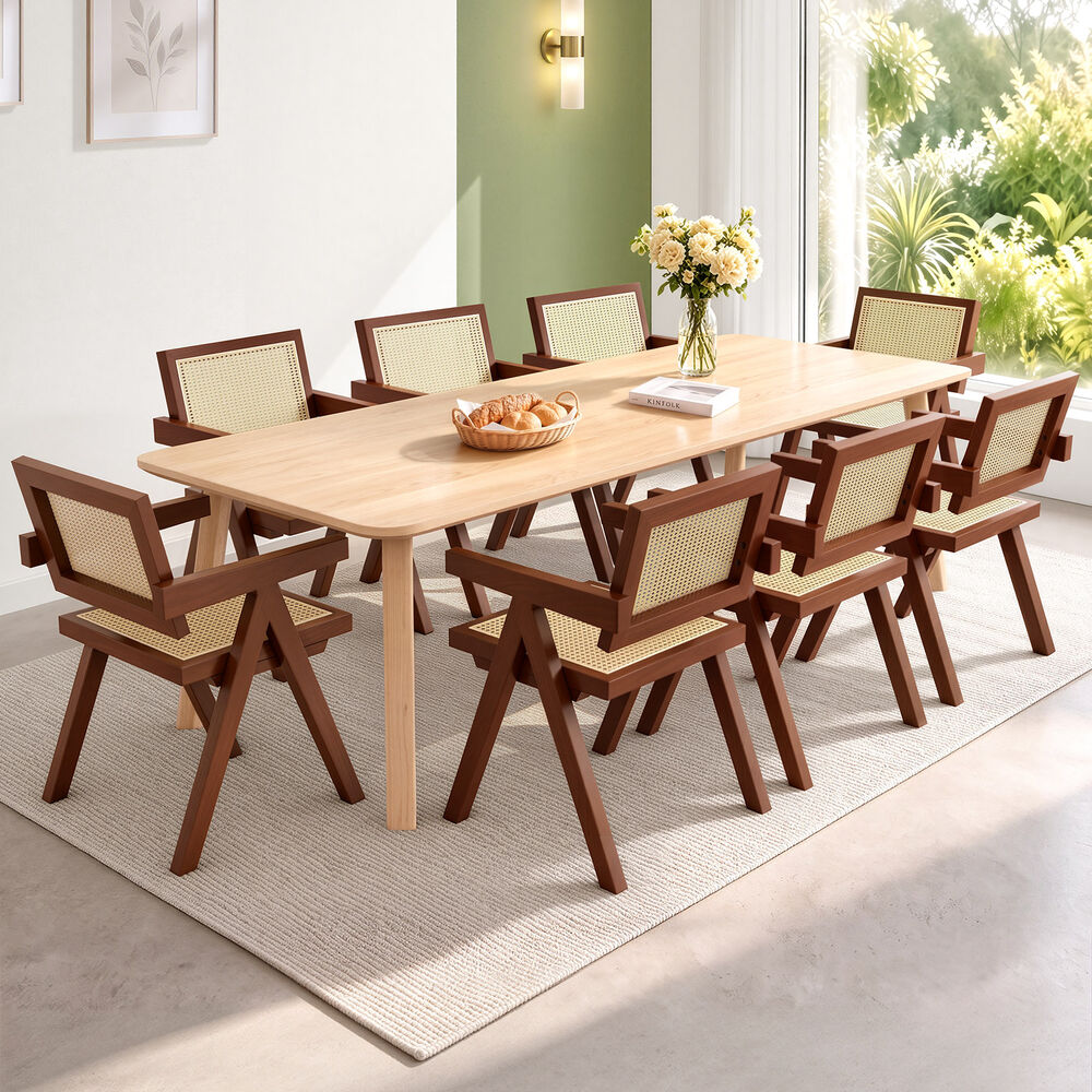 ALFORDSON 8x Dining Chairs Rattan Wooden Kitchen Accent Armchair Lounge Walnut