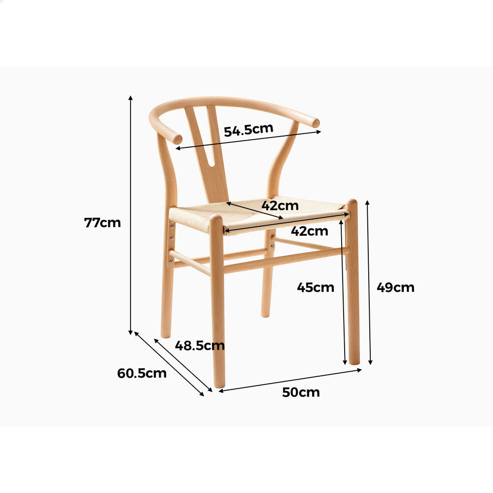 ALFORDSON 6x Dining Chairs Wooden Wishbone Back Lounge Seat Armchair Natural Oak