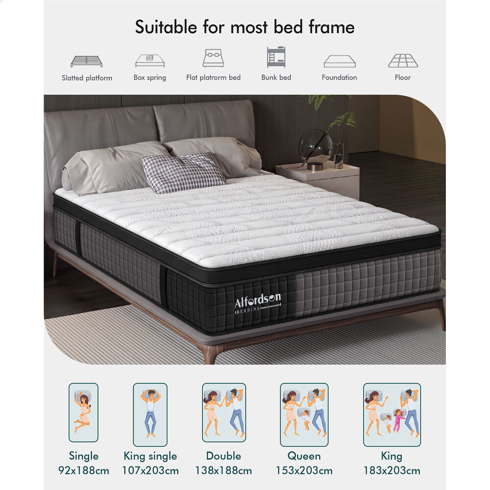 ALFORDSON Mattress 9 Zone Pocket Spring King Euro Top 34cm