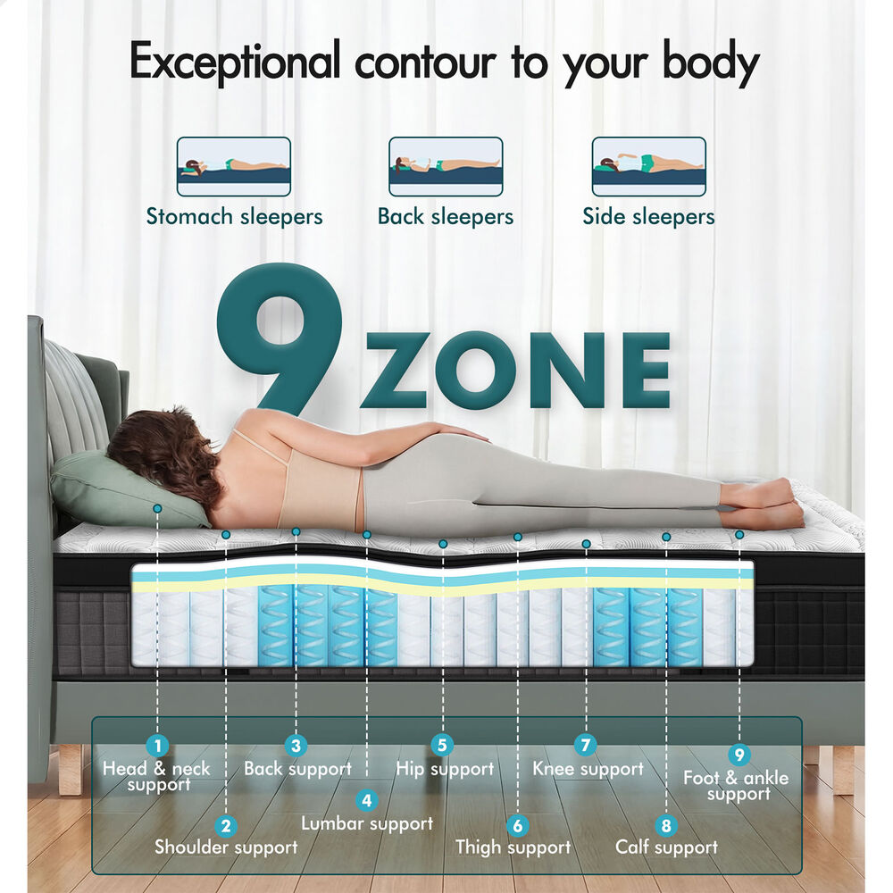 ALFORDSON Mattress 9 Zone Pocket Spring King Euro Top 34cm