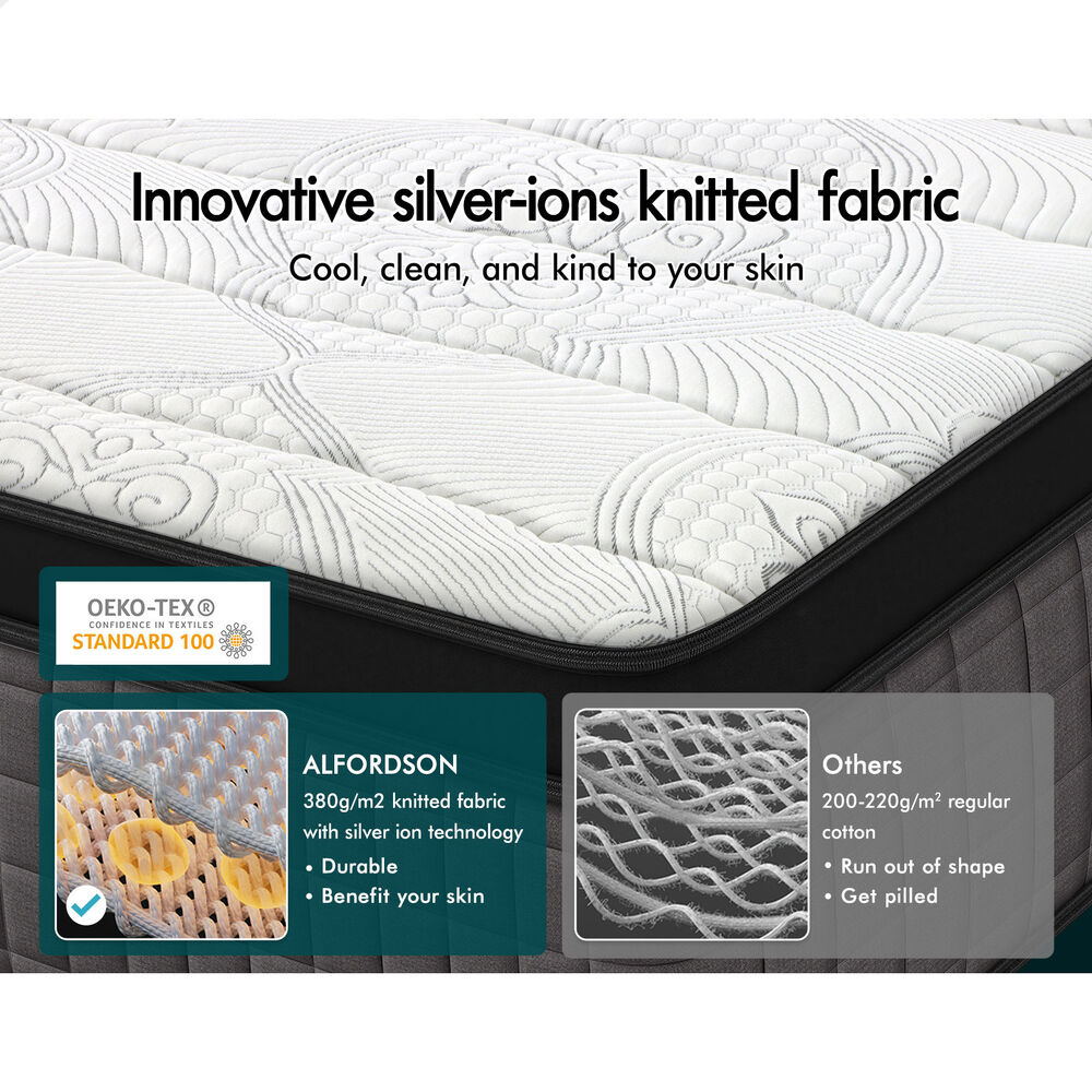 ALFORDSON Mattress 9 Zone Pocket Spring Queen Bed Euro Top Latex Foam 34cm