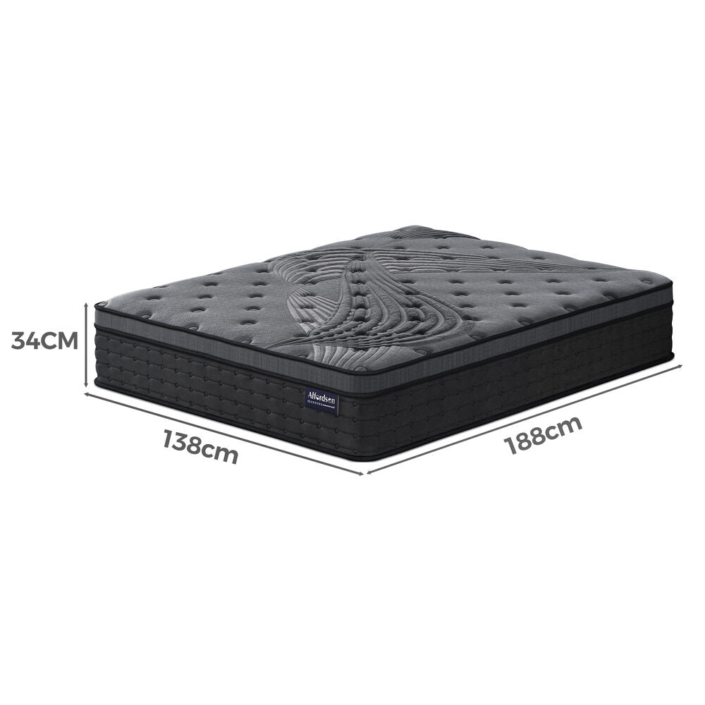 ALFORDSON Double 34cm Mattress Euro Top 9 Zone Medium Firm