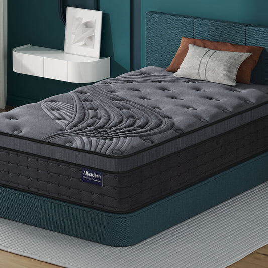 ALFORDSON King Single 34cm Mattress Euro Top 9 Zone Medium Firm