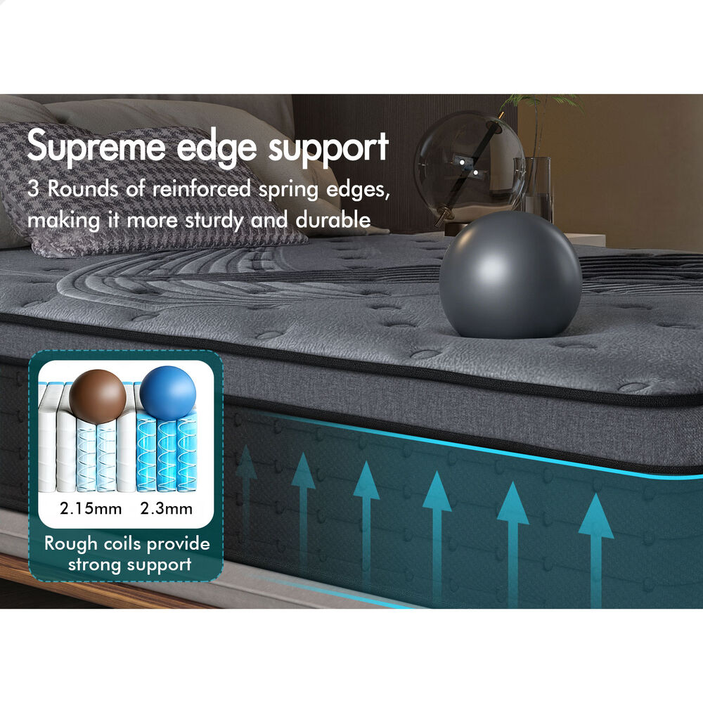 ALFORDSON King 34cm Mattress Euro Top 9 Zone Medium Firm