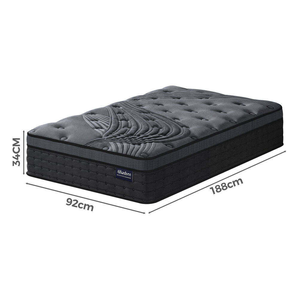 ALFORDSON Single 34cm Mattress Euro Top 9 Zone Medium Firm