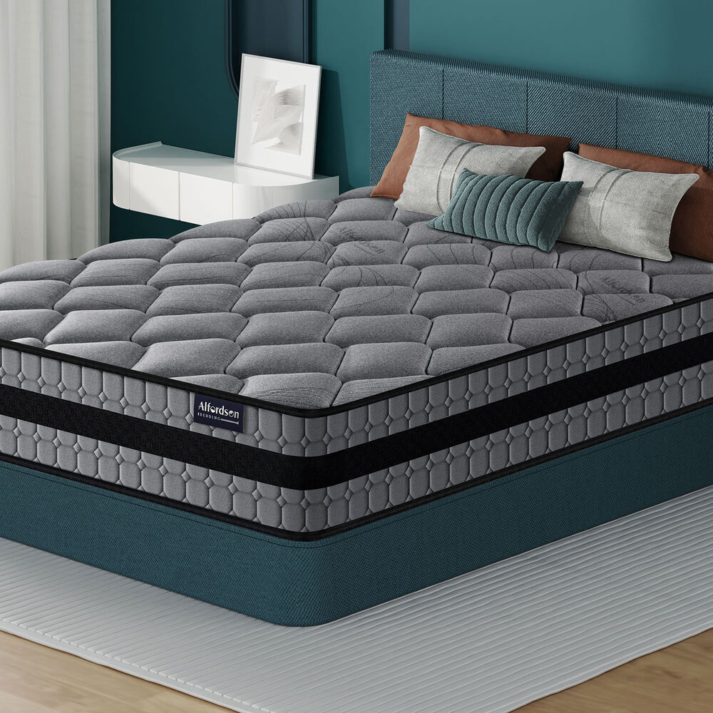 ALFORDSON 26cm Queen Hybrid Mattress Spring Foam Medium Firm 7 zone