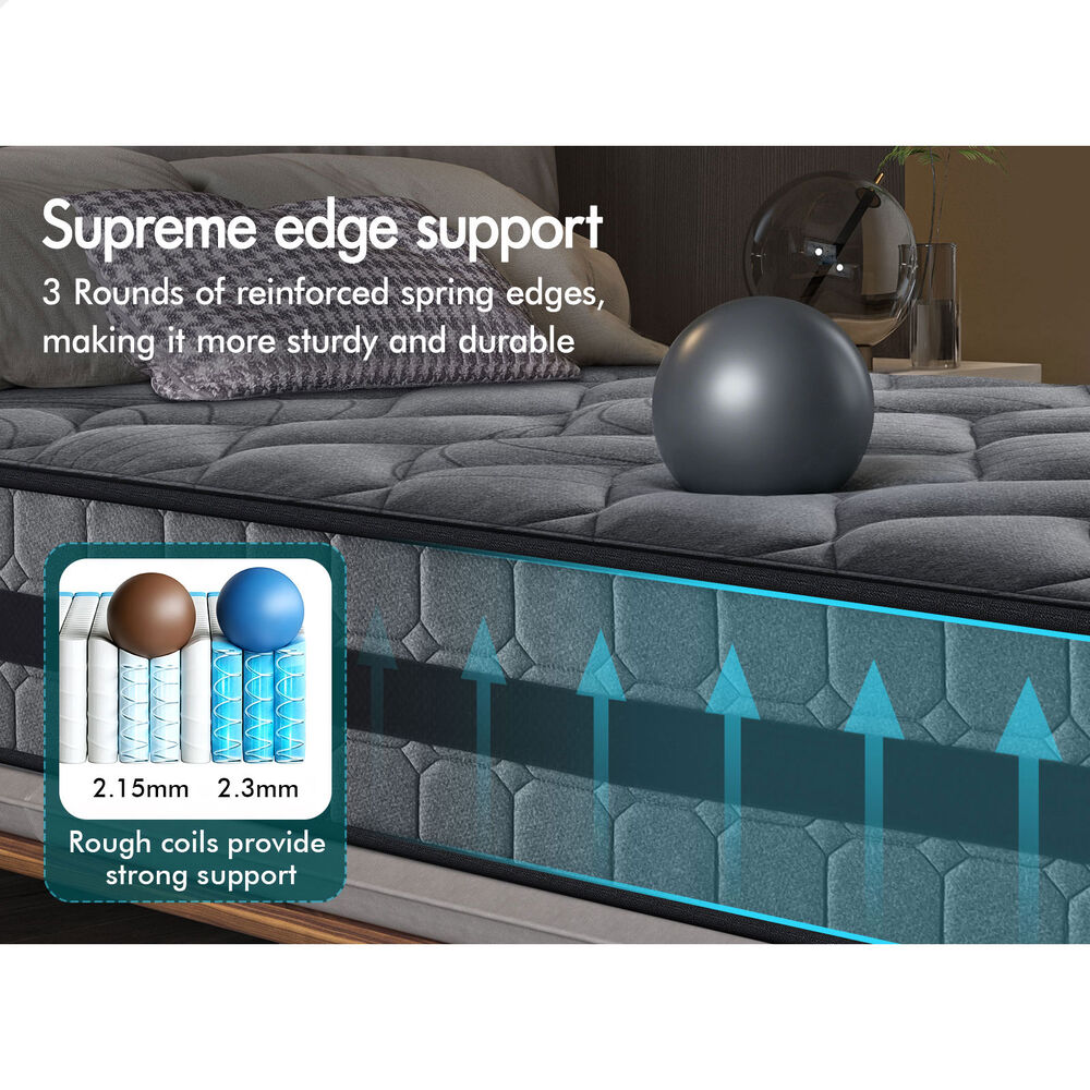 ALFORDSON 26cm Queen Hybrid Mattress Spring Foam Medium Firm 7 zone