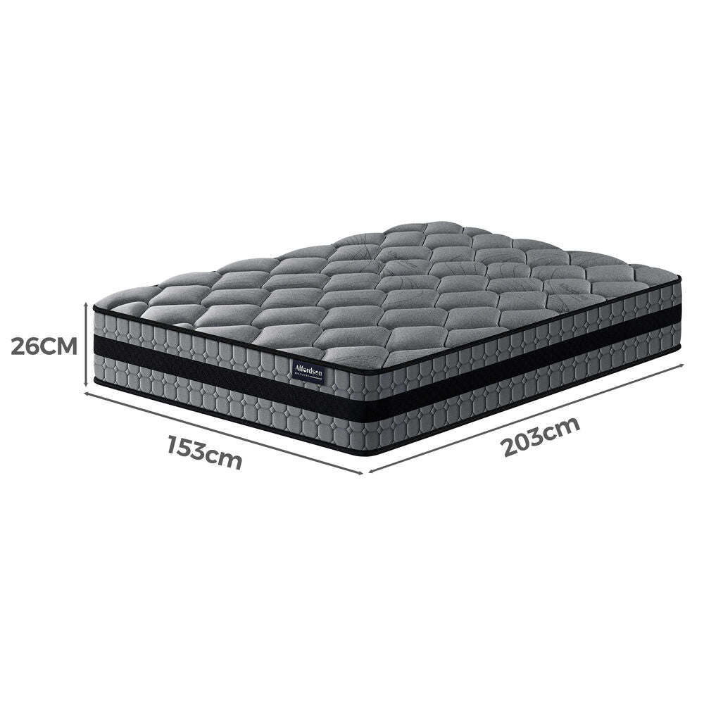 ALFORDSON 26cm Queen Hybrid Mattress Spring Foam Medium Firm 7 zone