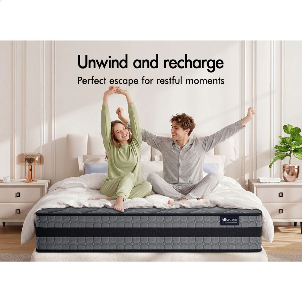 ALFORDSON 26cm Queen Hybrid Mattress Spring Foam Medium Firm 7 zone