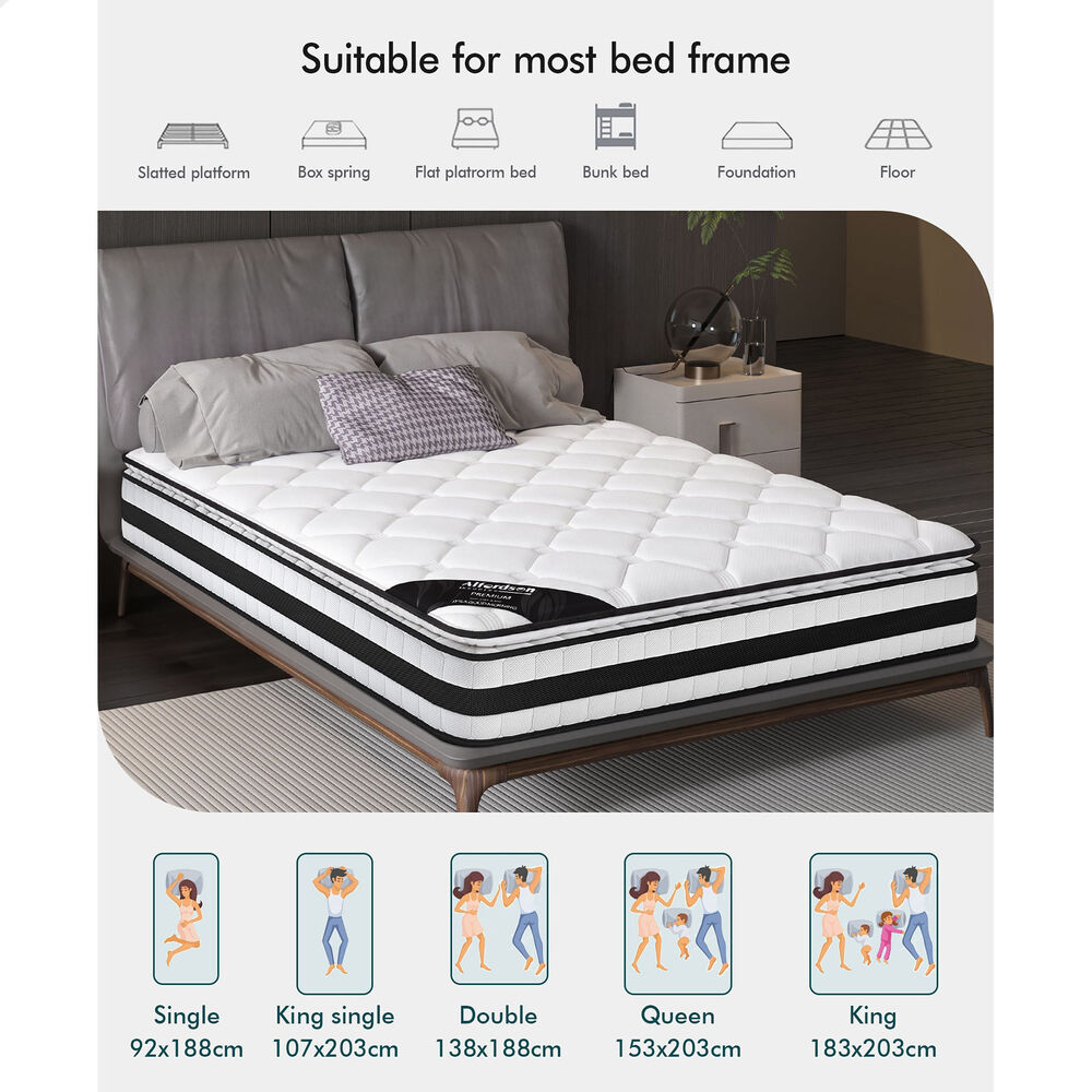 ALFORDSON 22cm Mattress King Pillow Top Memory Foam Medium Firm