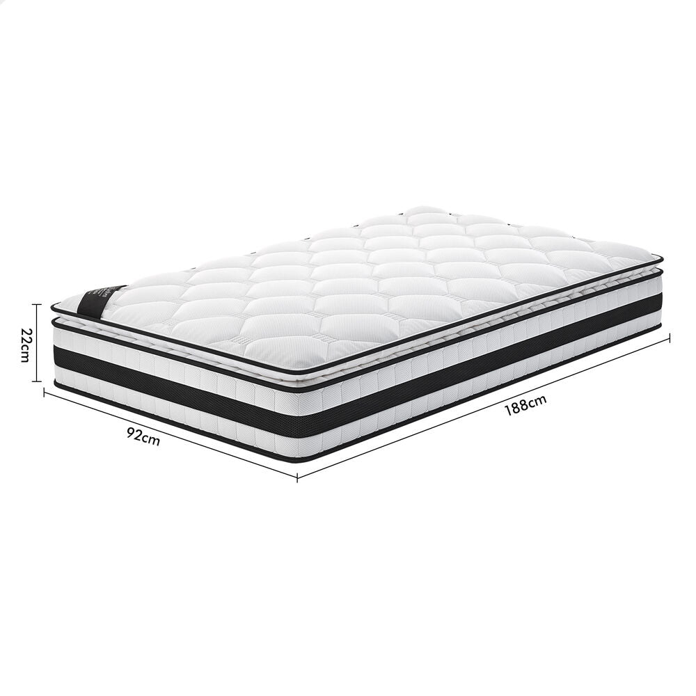 ALFORDSON 22cm Mattress Single Pillow Top Memory Foam Medium Firm