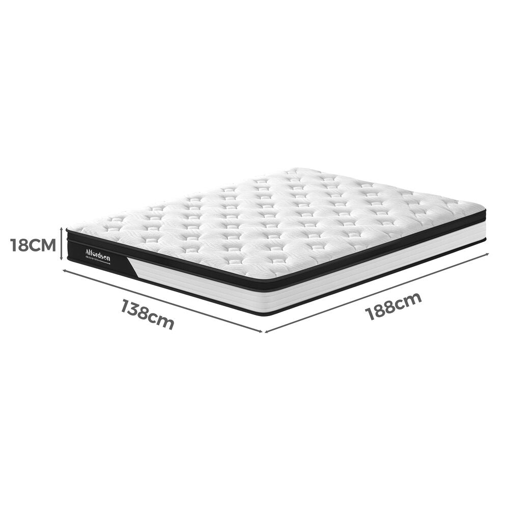 ALFORDSON Mattress Euro Top Foam Bed Double Size Bonnell Spring 18cm