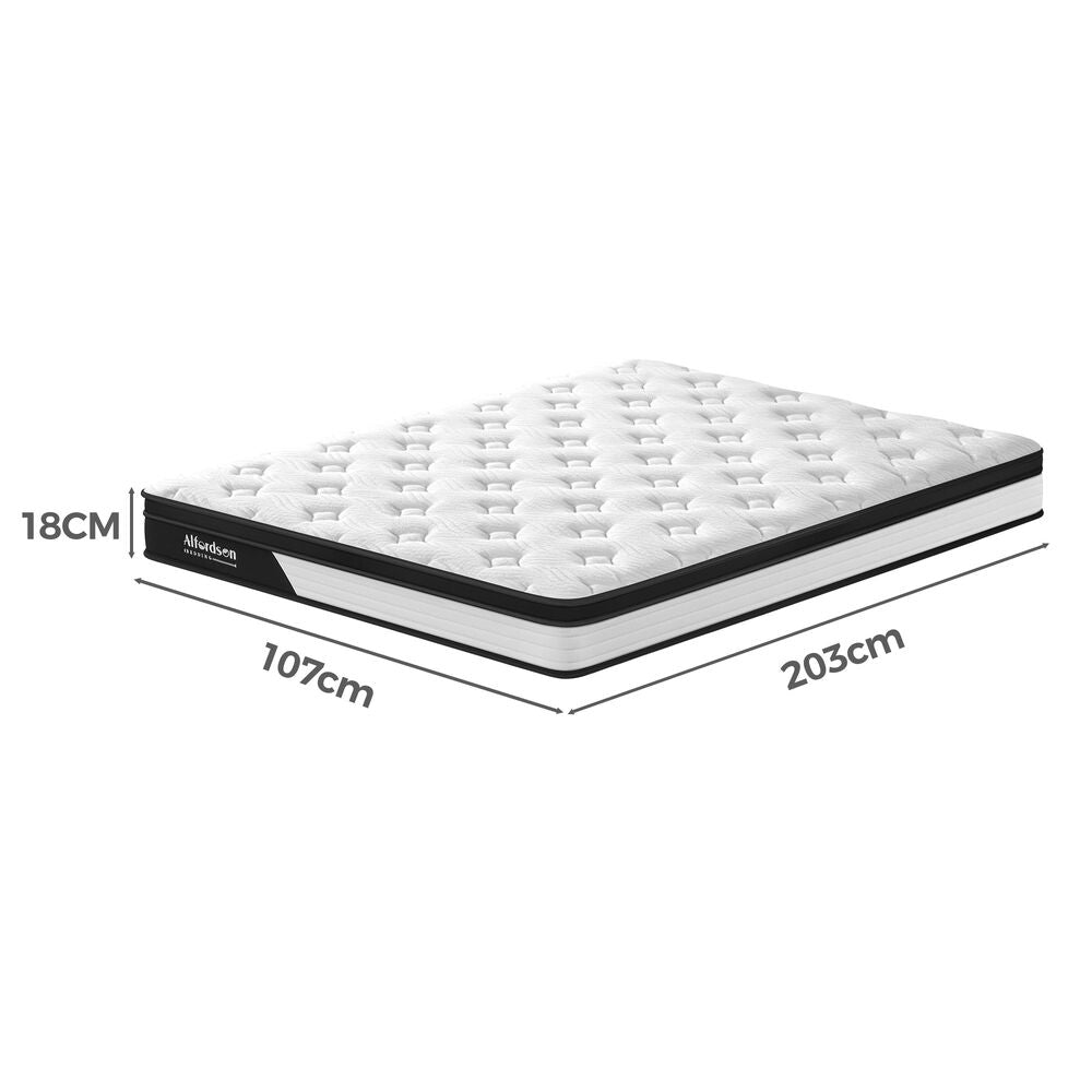 ALFORDSON Mattress Euro Top Foam Bed King Single Size Bonnell Spring 18cm