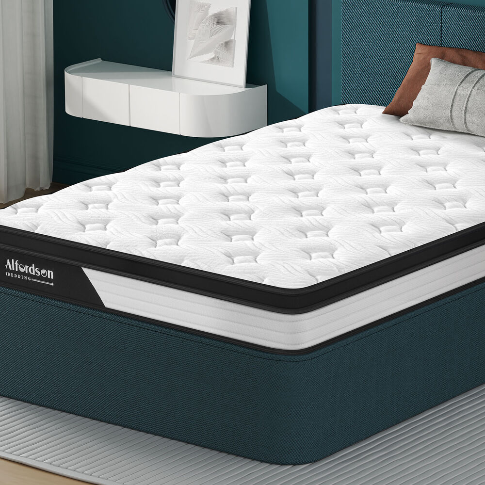 ALFORDSON Mattress Euro Top Foam Bed King Single Size Bonnell Spring 18cm