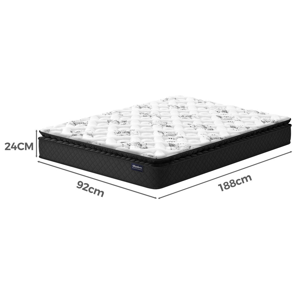 ALFORDSON Mattress Single Bed Pillow Top Memory Foam Bedding Medium Firm 24cm